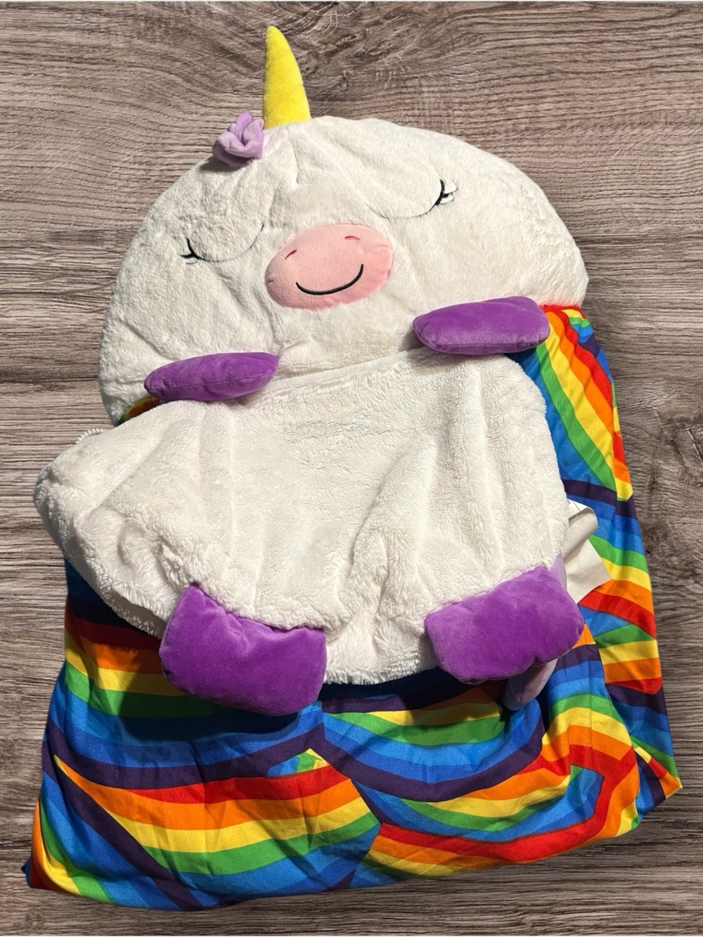 Plush Unicorn Rainbow Throw Blanket - White & Multicolor